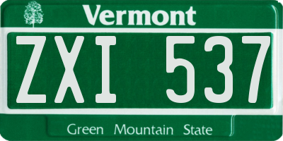 VT license plate ZXI537