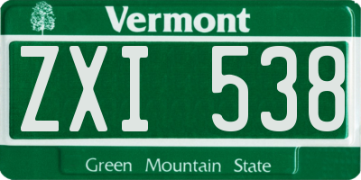VT license plate ZXI538