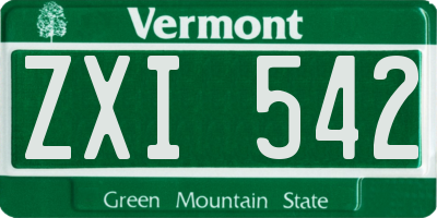 VT license plate ZXI542