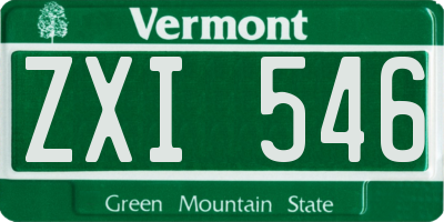 VT license plate ZXI546