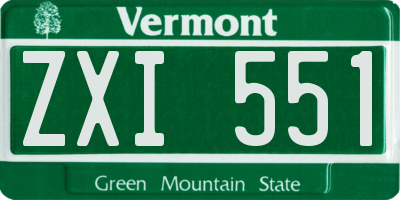 VT license plate ZXI551