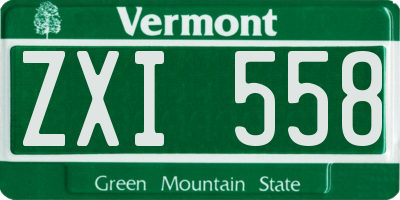 VT license plate ZXI558