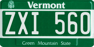 VT license plate ZXI560