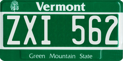 VT license plate ZXI562