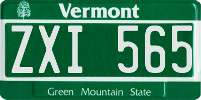 VT license plate ZXI565