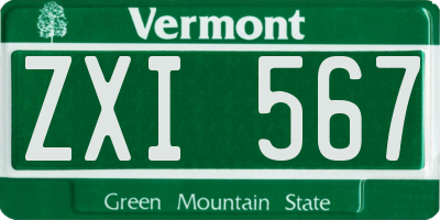 VT license plate ZXI567