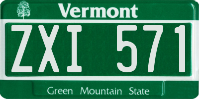 VT license plate ZXI571
