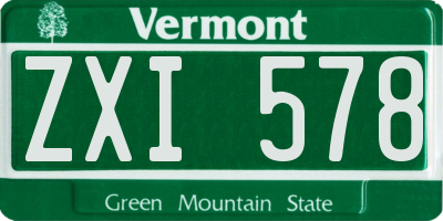VT license plate ZXI578