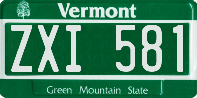 VT license plate ZXI581
