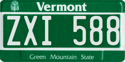 VT license plate ZXI588