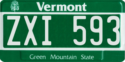 VT license plate ZXI593