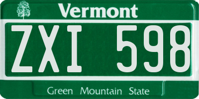 VT license plate ZXI598