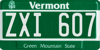 VT license plate ZXI607