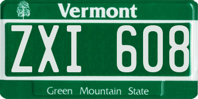 VT license plate ZXI608