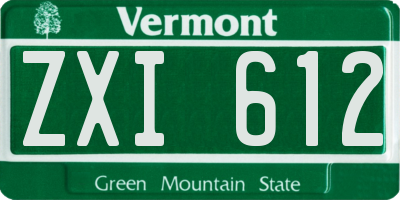 VT license plate ZXI612