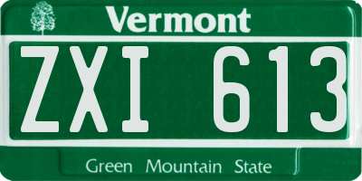 VT license plate ZXI613