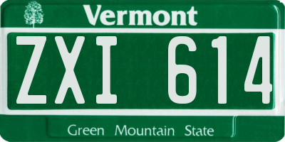 VT license plate ZXI614