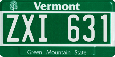 VT license plate ZXI631