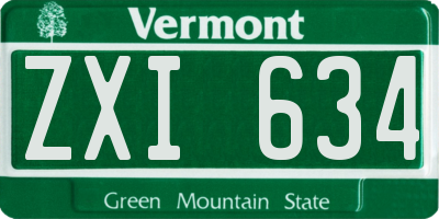 VT license plate ZXI634