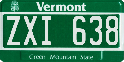 VT license plate ZXI638