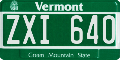 VT license plate ZXI640