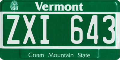 VT license plate ZXI643