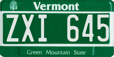 VT license plate ZXI645