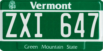 VT license plate ZXI647