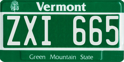 VT license plate ZXI665