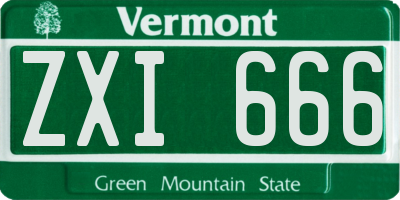 VT license plate ZXI666