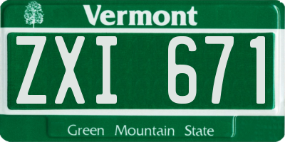 VT license plate ZXI671