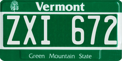VT license plate ZXI672