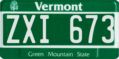 VT license plate ZXI673