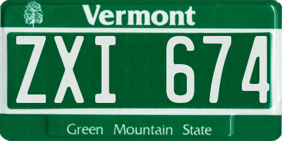 VT license plate ZXI674