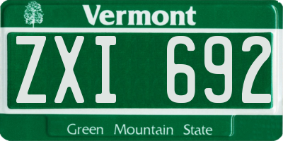 VT license plate ZXI692