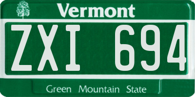 VT license plate ZXI694