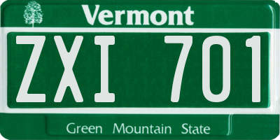 VT license plate ZXI701