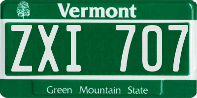VT license plate ZXI707