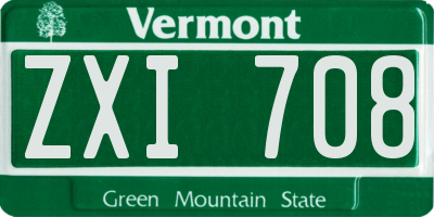 VT license plate ZXI708
