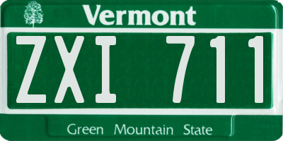 VT license plate ZXI711