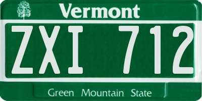 VT license plate ZXI712