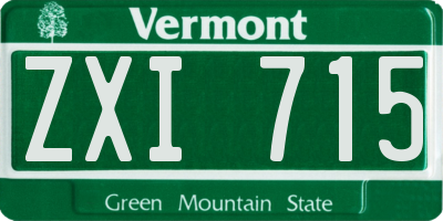VT license plate ZXI715