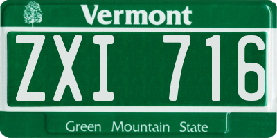 VT license plate ZXI716