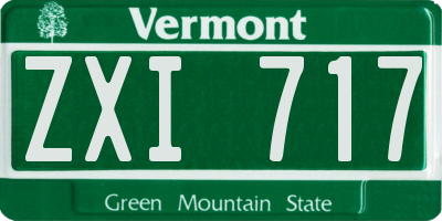 VT license plate ZXI717