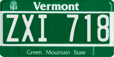 VT license plate ZXI718