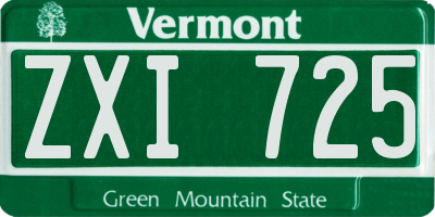 VT license plate ZXI725