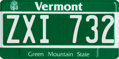 VT license plate ZXI732