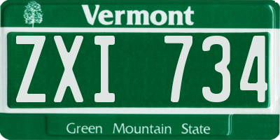 VT license plate ZXI734