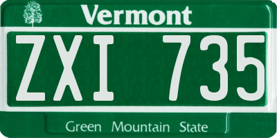 VT license plate ZXI735