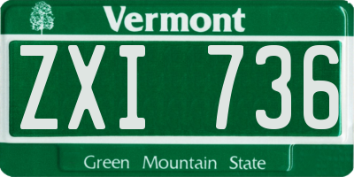 VT license plate ZXI736